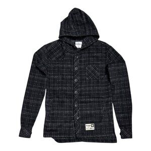 YOUNGLA Plaid Soft Hoodie Shacket Designer Streetwear Jacket Mens Small